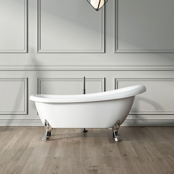ROGIER & MOTHES - Baignoire sur pieds rétro RICHMOND Blanche 155 cm Pieds d'Aigle Blancs - large