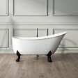 ROGIER & MOTHES - Baignoire sur pieds rétro BALMAIN Blanche 161 cm Pieds d'Aigle Chromés - vignette