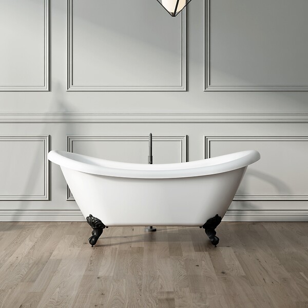 ROGIER & MOTHES - Baignoire sur pieds rétro DARLINGTON Blanche 175 cm Pieds d'Aigle Blancs - large