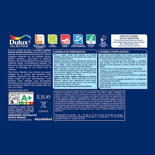 DULUX VALENTINE - Laque acrylique Valénite Satin - Gris Building - 0,5L - large
