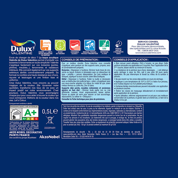 DULUX VALENTINE - Laque acrylique Valénite - Gris Anthracite - 0,5L - large