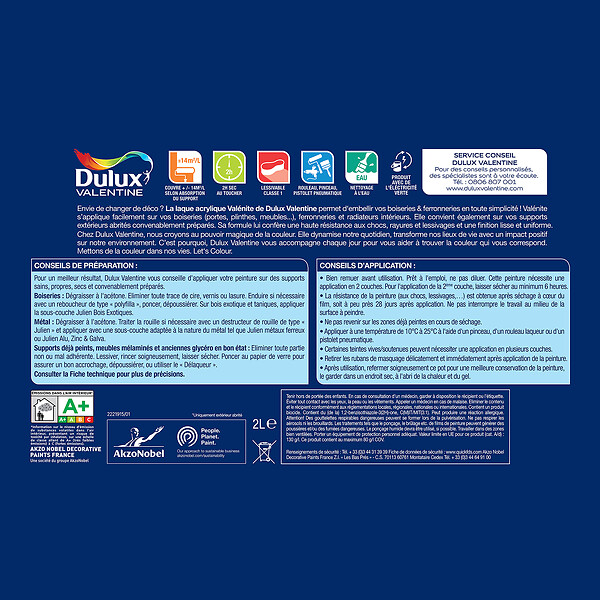 DULUX VALENTINE - Laque acrylique Valénite - Blanc Cassé - 2 L - large