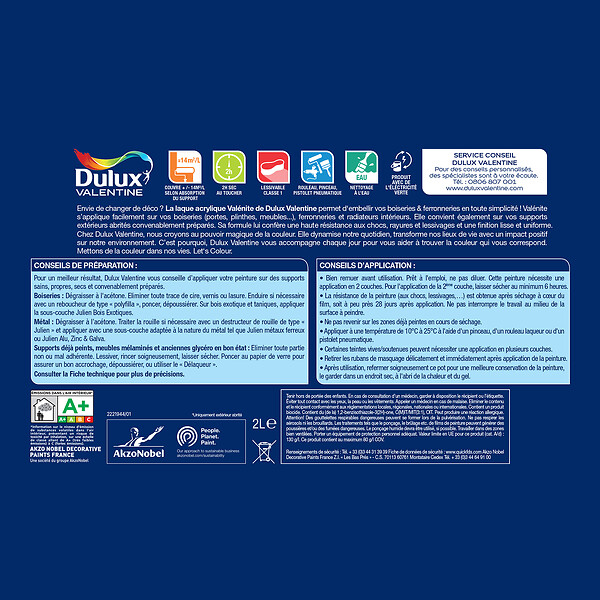 DULUX VALENTINE - Laisse Peinture Acrylique Mat - Onde Grise - 2L - large