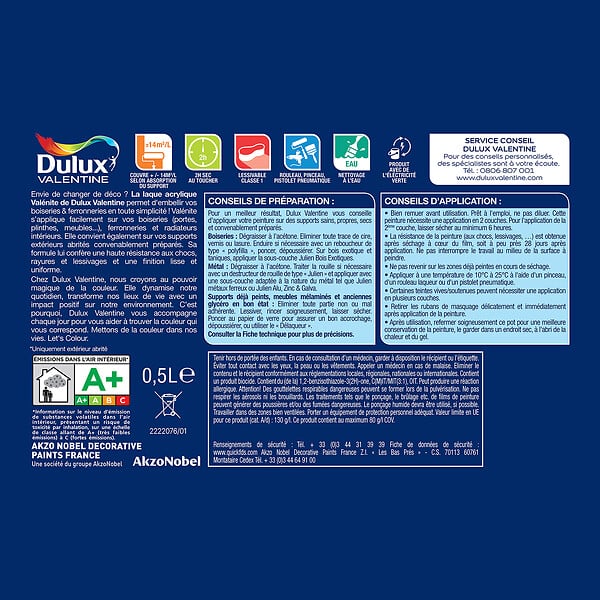 DULUX VALENTINE - Laque acrylique Valénite Brillant - Base Clear - 0,5L - large