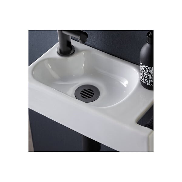 PLANETE BAIN - Bonde fixe de vidage pour lave-mains sans trop plein - écoulement libre - Grille laiton noir mat - large
