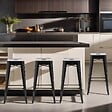 OVIALA - Lot de 4 tabourets de bar acier noir brillant - vignette