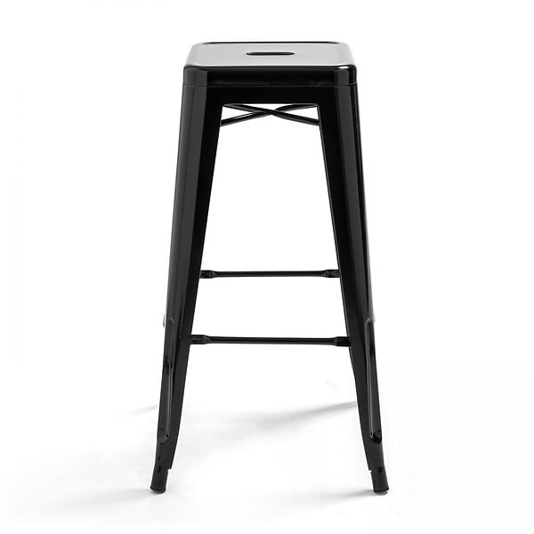 OVIALA - Lot de 4 tabourets de bar acier noir brillant - large