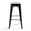 OVIALA - Lot de 4 tabourets de bar acier noir brillant - vignette