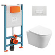 VITRA - Pack WC Bâti-support V-Fix Core + WC Swiss Aqua Technologies Infinitio sans bride + Plaque, Blanc brillant (V-FixInfinitio-1) - vignette