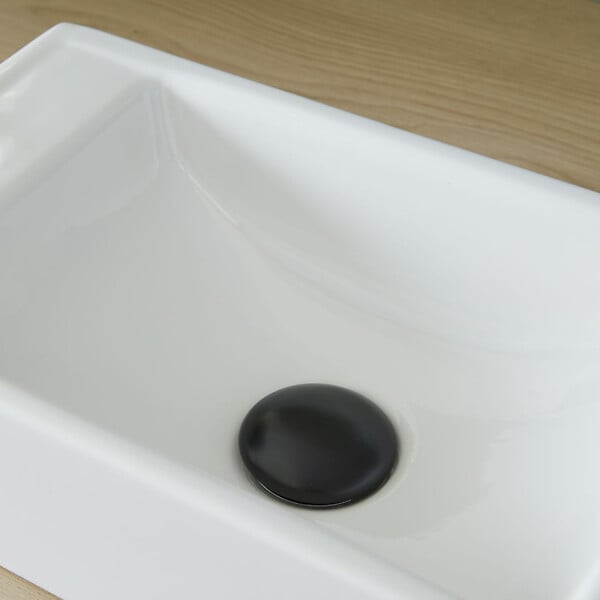 PLANETE BAIN - Bonde de vidage pour lavabo et vasque sans trop plein - Clic clac - Dôme céramique noir satin - large