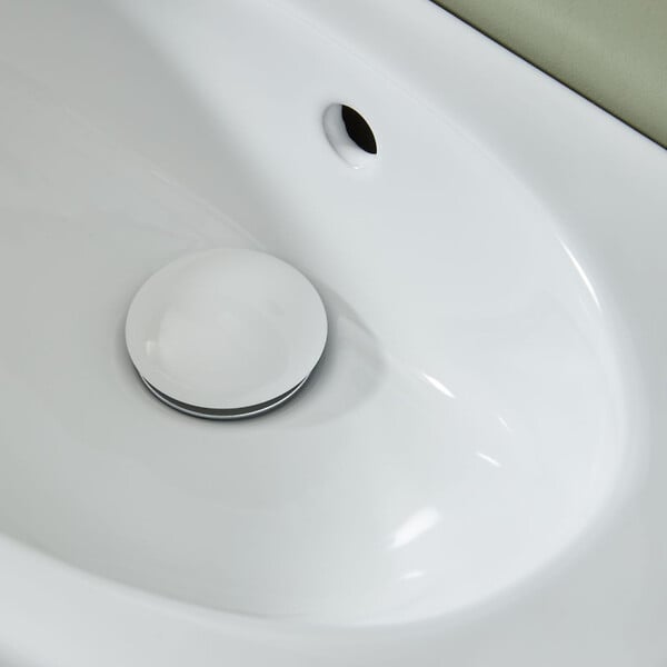 PLANETE BAIN - Bonde de vidage pour lavabo et vasque avec trop plein - Clic clac - Dôme céramique blanc brillant - large