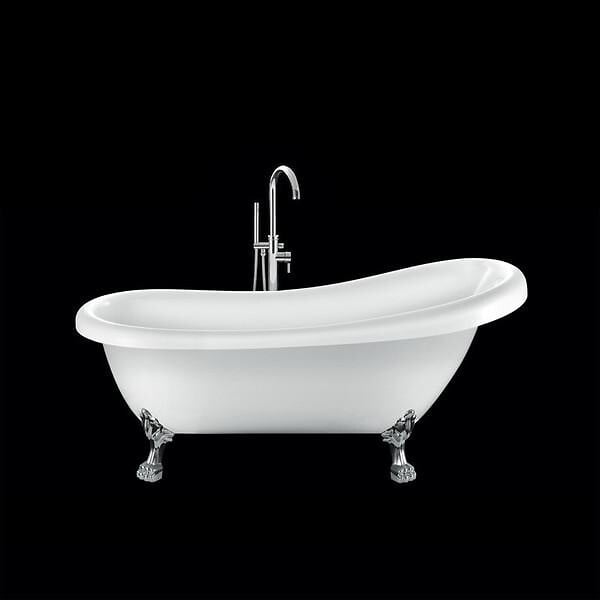 ROGIER & MOTHES - Baignoire sur pieds rétro RICHMOND Blanche 171 cm Pieds de Lion Chromés - large