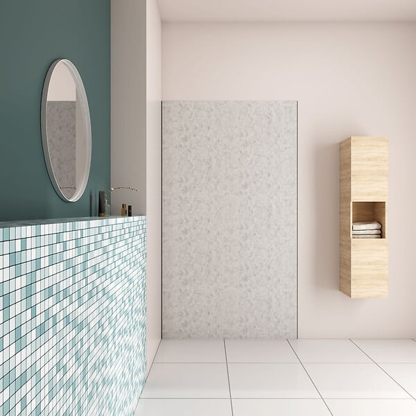 AICA SANITAIRE - AICA Panneau mural de douche béton gris90x210cm avec les profiles de finition BLANCPanneaux muraux salle de bain habillage mural aluminium - large