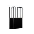 AURLANE - Paroi de Douche Façon Verrière avec Volet Pivotant - 90+40x200 cm - Verre Transparent et Noir - vignette
