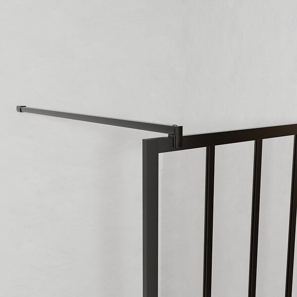 AURLANE - Paroi de douche 90x200 cm type Verriere - Verre trempe et Structure aluminium noir mat - large