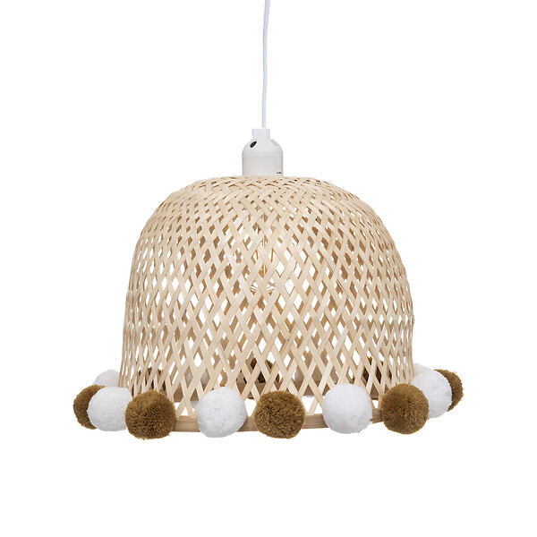 ATMOSPHERA - Suspension bambou avec pompons - Multicolore - E27 - large