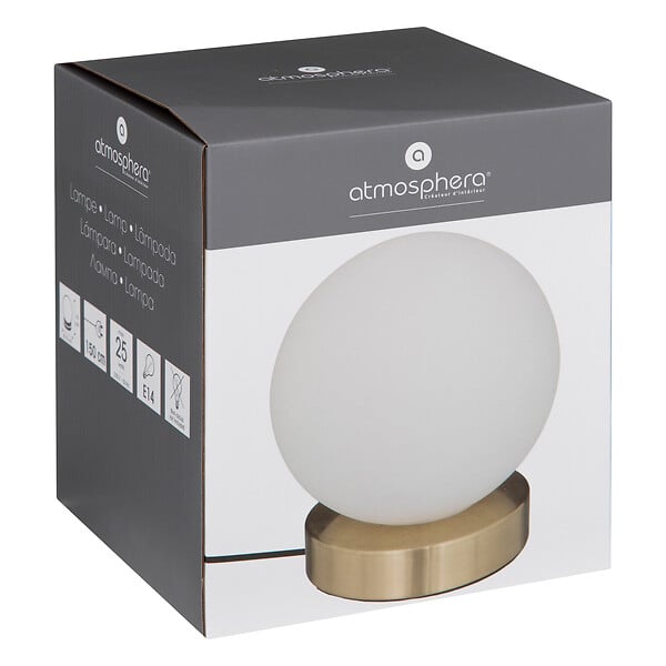 ATMOSPHERA - Lampe de table à poser verre Dris Blanc et Or H. 16cm - large