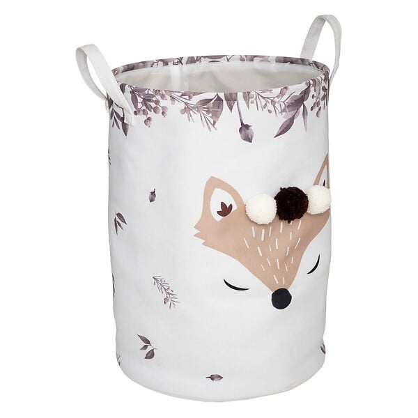 ATMOSPHERA - Bac à jouets en tissu motif renard - Blanc - H50cm - large