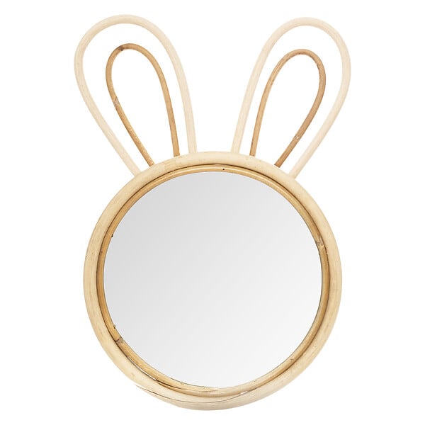 ATMOSPHERA - Miroir mural rotin tête de lapin - Beige - 37x24cm - large