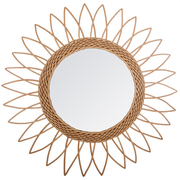 ATMOSPHERA - Miroir mural en rotin Yasmina - Beige - Diam.50cm - large