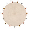 ATMOSPHERA - Tapis rond coton Arlequin pompons - Beige - Diam.90cm - vignette