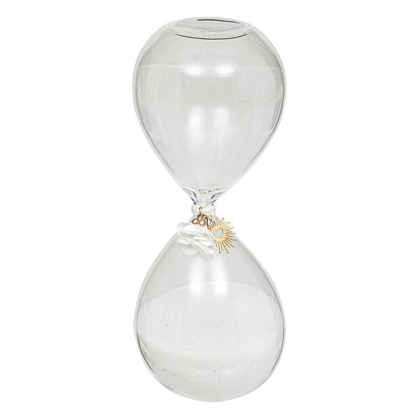 ATMOSPHERA - Sablier en verre Floral - Blanc - 20cm - large