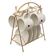 SECRET GOU - Rack 4 tasses et soucoupes floral céramique - 17 cl - vignette