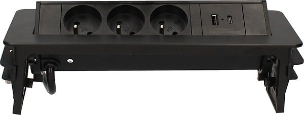 ARLUX - Bloc prises pivotant 3 Prises + ports 1 USB - 1 USB C - Noir - large
