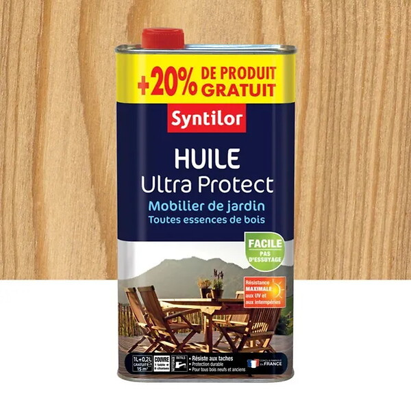 CENTRALE BRICO - Huile naturel mat pour mobilier de jardin, 1L avec 20% gratuit - large
