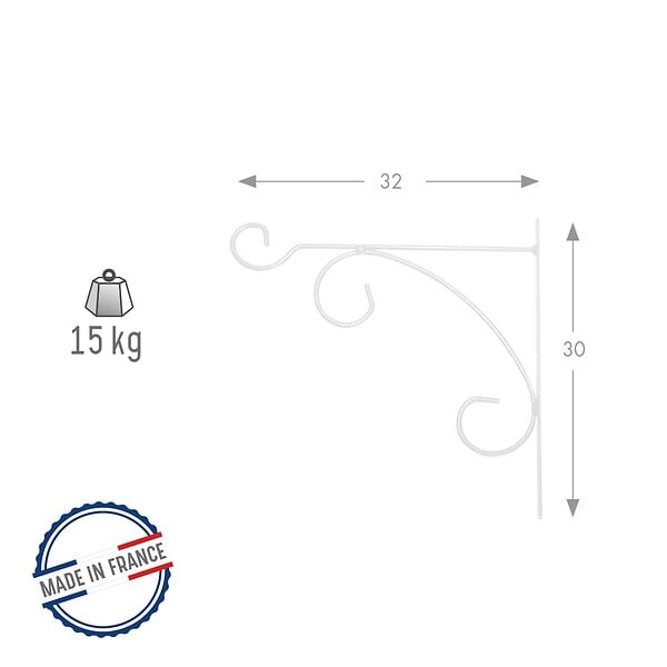 CENTRALE BRICO - Potence fil Classique volute - 32x30 cm - blanc - large