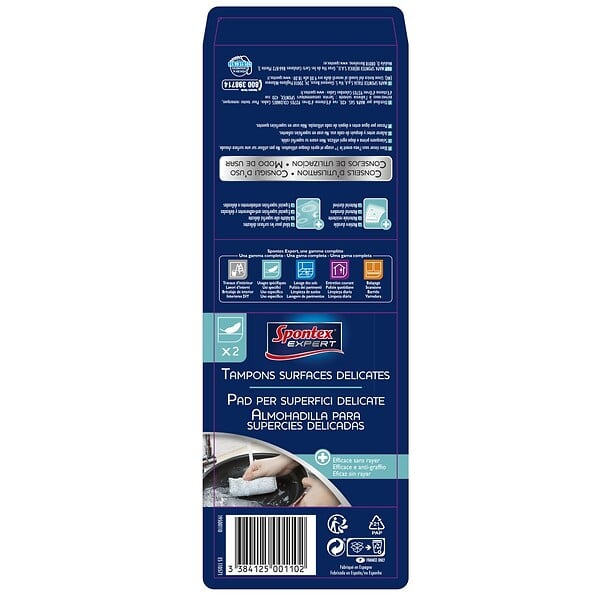 CENTRALE BRICO - Tampon à récurer vitrocéramique fibre abrasive SPONTEX EXPERT X 2 - large
