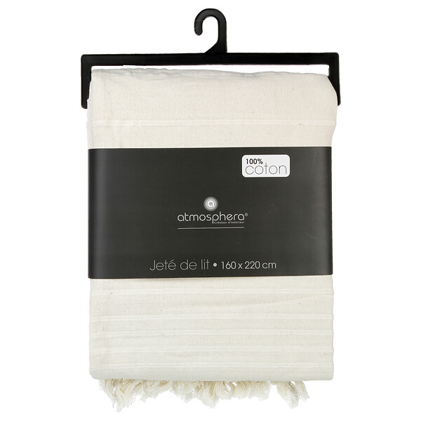 ATMOSPHERA - Jeté de lit coton Anjali Ivoire 160x220 - large