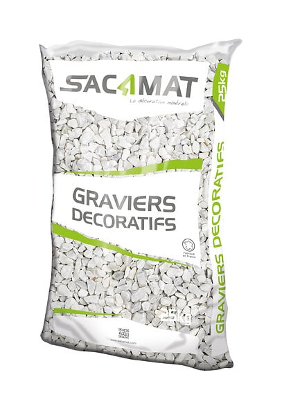 SACAMAT - Gravier concassé Blanc de Carrare - 12/16 mm - 25 kg - large