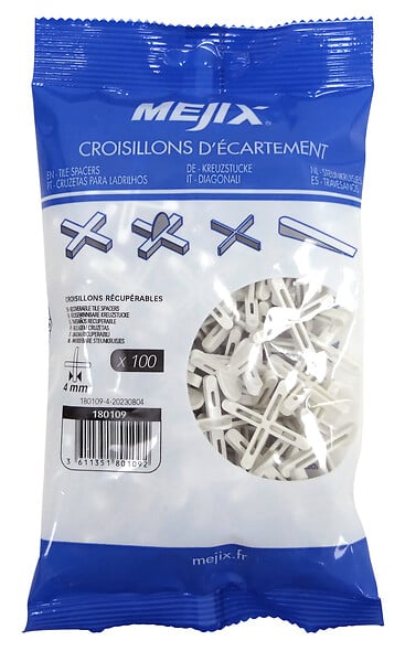MEJIX - Croisillon réutilisable 4mm - Plastique - 100 pièces - large