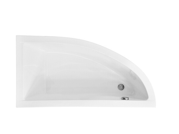 BESCO - Baignoire asymétrique 150 x 70 cm + tablier noir + repose tête - PRAKTIKA - Gauche - large
