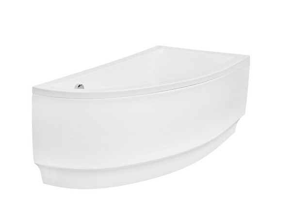 BESCO - Baignoire asymétrique 150 x 70 cm + tablier noir + repose tête - PRAKTIKA - Gauche - large