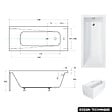 BESCO - Baignoire rectangulaire 120 x 70 cm - avec Tablier Blanc et Repose Tête OFFERT | MODERN - vignette