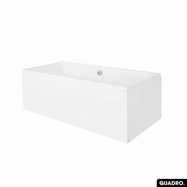 OTITEC - Baignoire rectangulaire 165 x75 cm - avec Tablier Blanc et Repose Tête OFFERT | QUADRO - large