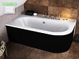 BESCO - Baignoire d'angle 180 x 80 cm - avec tablier noir Mat et repose tête offert | AVITA - Gauche - vignette