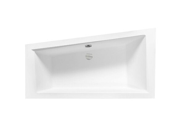 BESCO - Baignoire asymétrique 150 x 85 cm + tablier blanc + repose tête - INTIMA - Droite - large