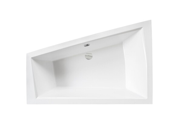 BESCO - Baignoire asymétrique 180 cm x 125 cm + tablier blanc + repose tête - INTIMA DUO - Droite - large