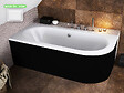 BESCO - Baignoire d'angle 170 x 75 cm - avec tablier noir Mat et repose tête offert | AVITA - Gauche - vignette