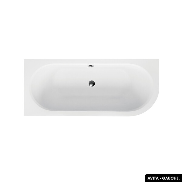 BESCO - Baignoire d'angle 170 x 75 cm - avec tablier noir Mat et repose tête offert | AVITA - Gauche - large