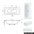 BESCO - Baignoire rectangulaire 180 x 80 cm - avec Tablier Blanc et Repose Tête OFFERT | VITAE - vignette