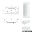 BESCO - Baignoire rectangulaire 150 x 75 cm - avec Tablier Blanc et Repose Tête OFFERT | VITAE - vignette