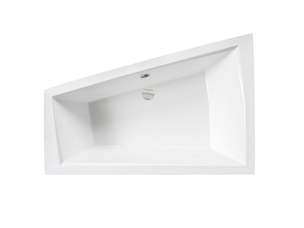 BESCO - Baignoire asymétrique 170 x 125 cm + tablier blanc + repose tête - INTIMA DUO - Droite - large