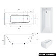 BESCO - Baignoire rectangulaire 140 x 70 cm - avec Tablier Blanc et Repose Tête OFFERT | MODERN - vignette