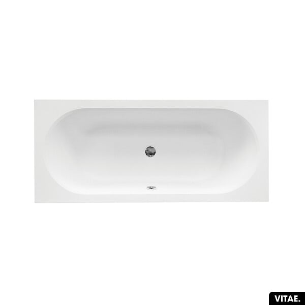 BESCO - Baignoire rectangulaire 180 x 80 cm - avec Tablier Noir Mat et Repose Tête OFFERT | VITAE - large