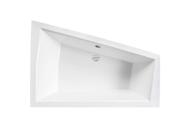 BESCO - Baignoire asymétrique 170 x 125 cm + tablier blanc + repose tête - INTIMA DUO - Gauche - large