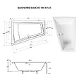 BESCO - Baignoire asymétrique 180 cm x 125 cm + tablier noir + repose tête - INTIMA DUO - Gauche - vignette